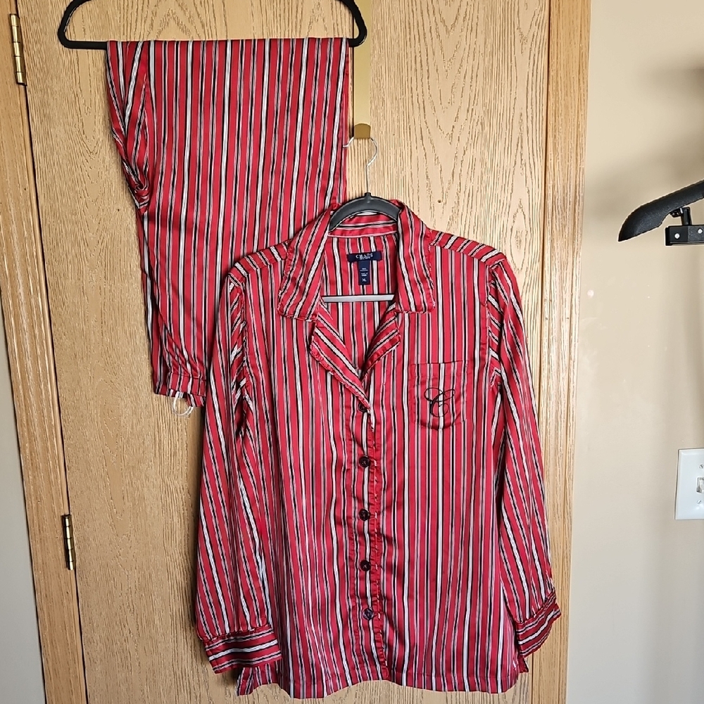 Chaps Womans Striped Button-Up Pajama Set